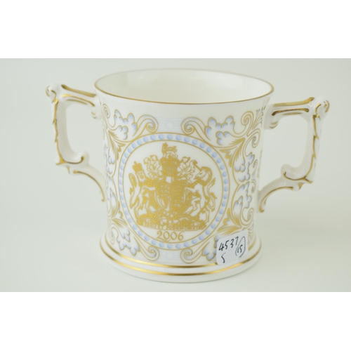 77 - Royal Crown Derby limited edition Windsor Castle Twin Handled Cup, 2006 to celebrate the 80th birthd... 