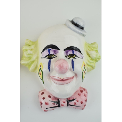 83 - A pair of ceramic 'Clown Face' wall plaques, Made in Spain. Height 24cm.