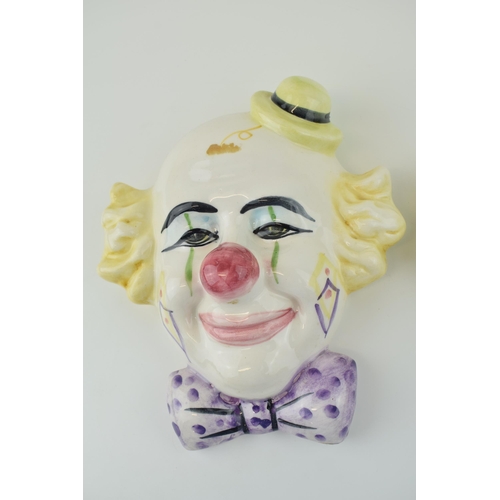 83 - A pair of ceramic 'Clown Face' wall plaques, Made in Spain. Height 24cm.