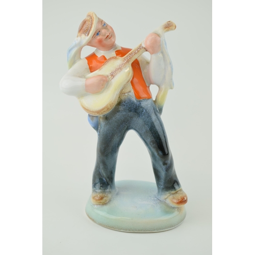 88 - Ditmar Urbach pottery figure of a guitarist, circa 1930s, 23cm tall.