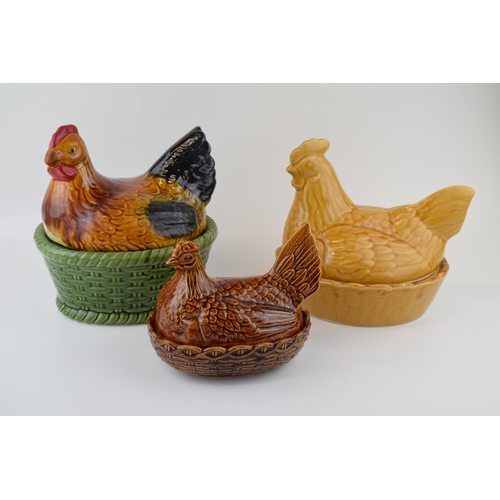 89 - Three ceramic Hen Crocks to include a Portmeirion example. (3)