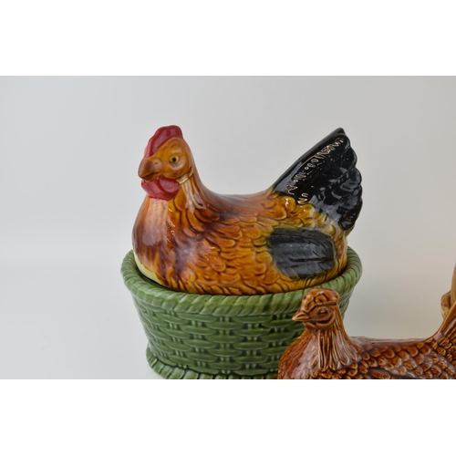 89 - Three ceramic Hen Crocks to include a Portmeirion example. (3)