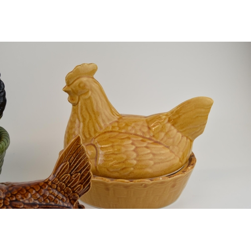 89 - Three ceramic Hen Crocks to include a Portmeirion example. (3)