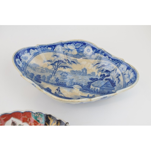 93A - Pottery to include a Copeland Spode's Italian fruit bowl, a pair of 19th century blue and white vege... 