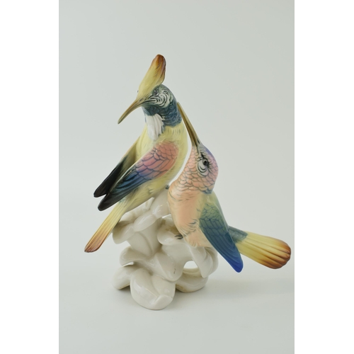 96 - Karl Ens figure of a pair of Humming Birds on a flower. Height 19.5cm.