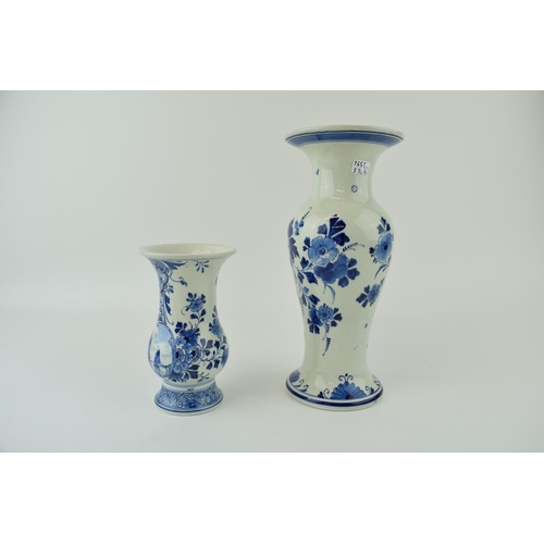 98 - Delft ware pottery vase together with a smaller Delft vase a/f. Height 25cm. (2)