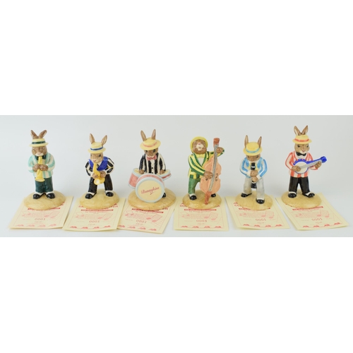 148 - Royal Doulton Bunnykins to include the Jazz Band Collection of DB184 Clarinet Player, DB185 Double B... 