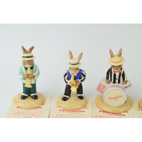 148 - Royal Doulton Bunnykins to include the Jazz Band Collection of DB184 Clarinet Player, DB185 Double B... 