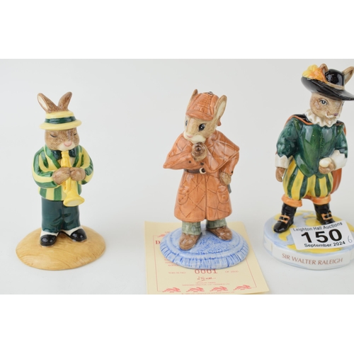 150 - Royal Doulton Bunnykins to include DB193 Detective, DB194 Trumpet Player colourway, DB416 Sir Walter... 