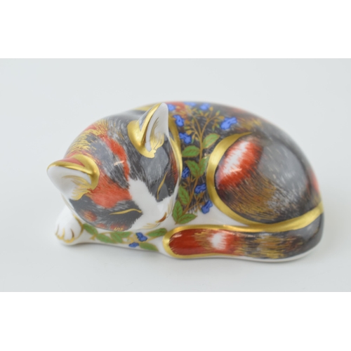 144 - Royal Crown Derby paperweight, Catnip Kitten, 8cm, an exclusive for the RCD Collectors Guild, gold s... 