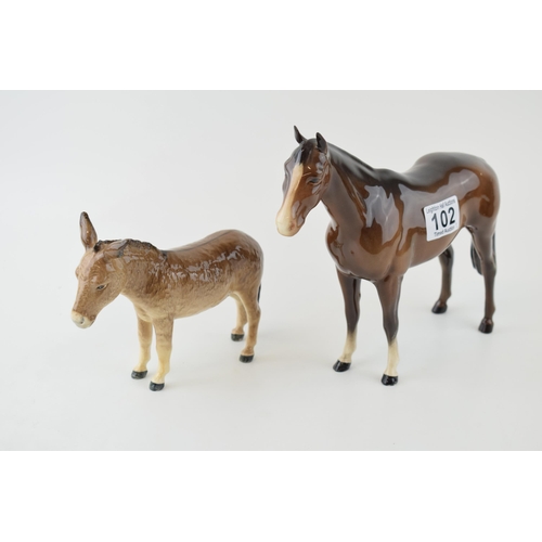 102 - Beswick Donkey with a brown imperial horse (2).