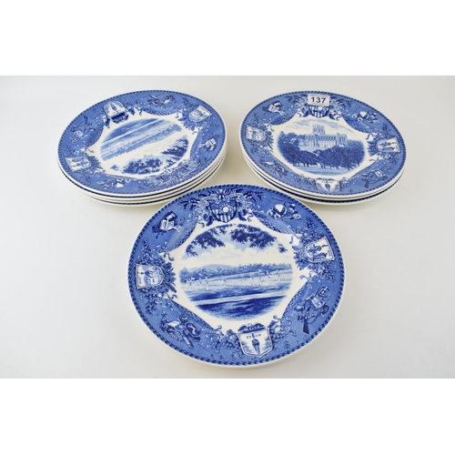 137 - A collection of 8 Wedgwood 'On Post In Camp' Third Half Hour dinner plates, 26cm diameter (8).