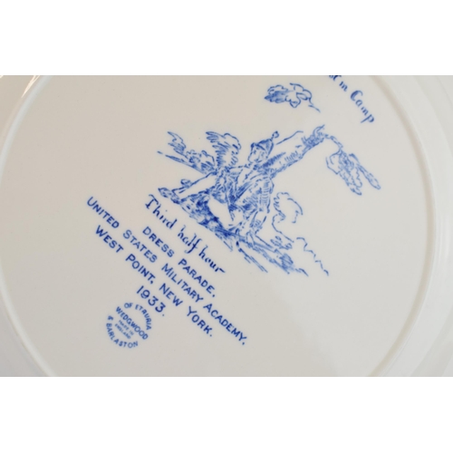 137 - A collection of 8 Wedgwood 'On Post In Camp' Third Half Hour dinner plates, 26cm diameter (8).