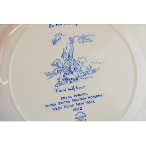 137 - A collection of 8 Wedgwood 'On Post In Camp' Third Half Hour dinner plates, 26cm diameter (8).