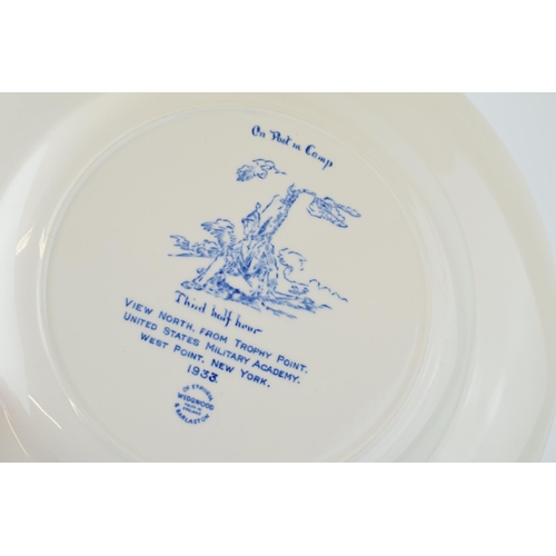 137 - A collection of 8 Wedgwood 'On Post In Camp' Third Half Hour dinner plates, 26cm diameter (8).