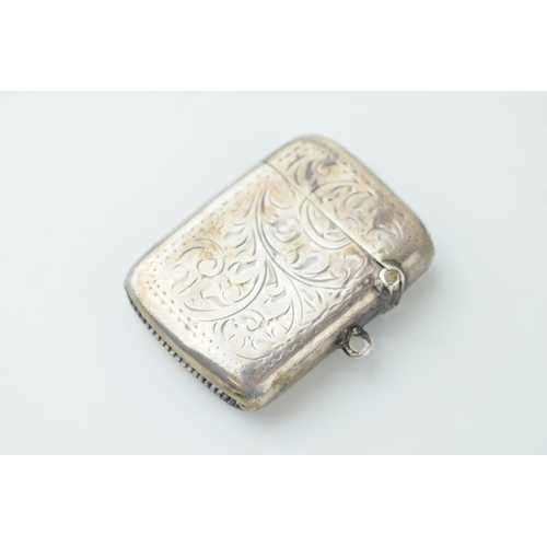 47 - Silver vesta case, vacant cartouche, 21.7g, Birmingham 1916.