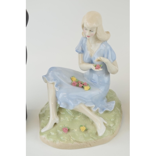 55 - Royal Doulton Reflections figure Summer Rose HN3085, Thanksgiving HN2446 and Coalport Gift of Love (... 