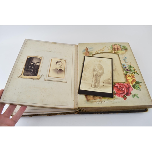 141 - A 19th century photograph album 'The Balmoral Album' to include family photographs, gentleman in mil... 