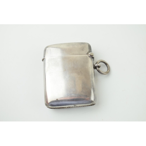 158 - Hallmarked silver vesta case, raised shield cartouche, 25.5g, Birm 1876.