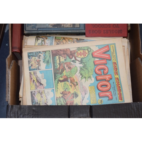 173 - A large quantity of vintage 'Victor' magazines together with some vintage books to include 'Biggles'... 