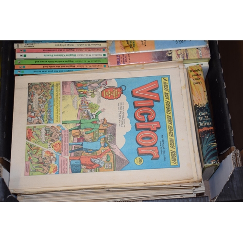 174 - A large quantity of vintage 'Victor' magazines together with some vintage books to include 'Biggles'... 