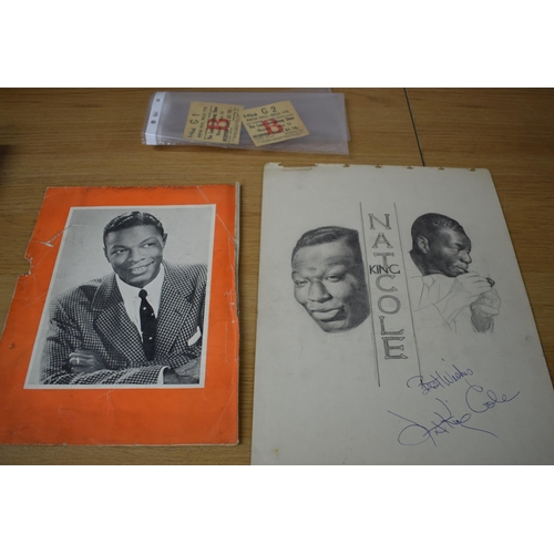 199 - A Nat King Cole original artwork in pencil signed by Nat King Cole together with a programme and two... 