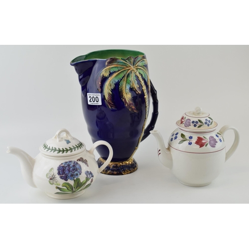 200 - A Portmeirion 'Botanic Garden' teapot, an 'Adams 'Old Colonial' together with a Beswick Art Deco jug... 