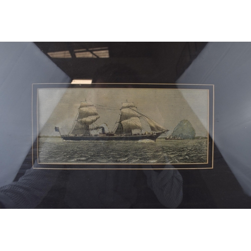 190 - Original Antiquarian Maritime Wood Engraving the Ship 'The Shiraz' c1871 in contemporary frame