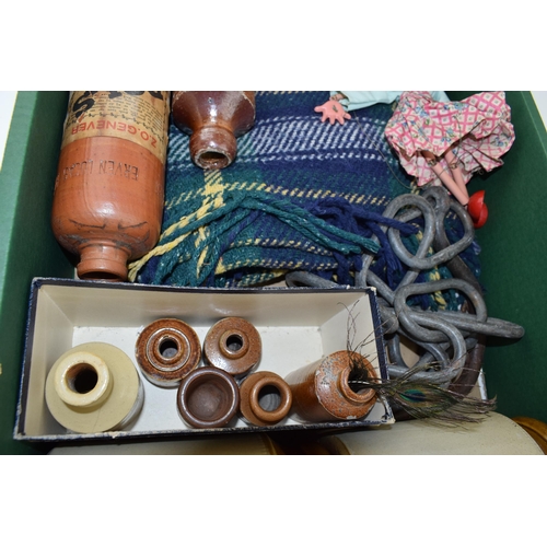 205 - A mixed collection of items to include vintage and antique stoneware jars and inkwells together with... 