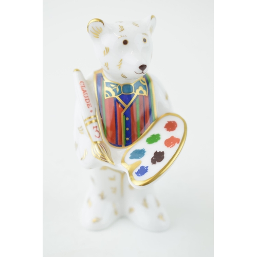 217 - Royal Crown Derby miniature bear of Claude the Artist, first quality (these were produced without st... 