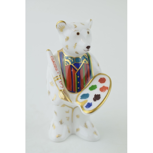 217 - Royal Crown Derby miniature bear of Claude the Artist, first quality (these were produced without st... 