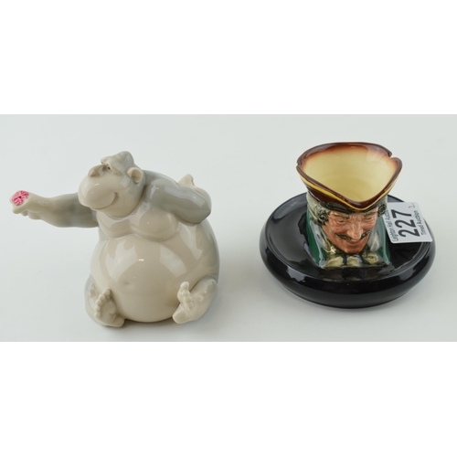 227 - Royal Doulton Dick Turpin ashtray with a Nao figure of a monkey (2).