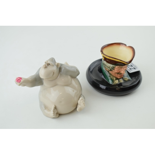 227 - Royal Doulton Dick Turpin ashtray with a Nao figure of a monkey (2).