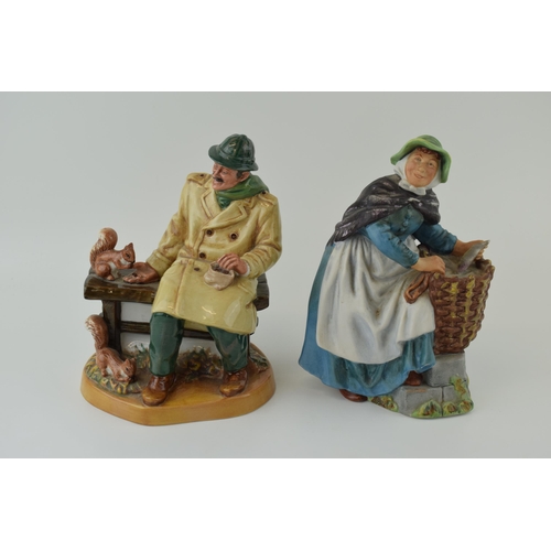 248 - Royal Doulton figure 'Lunchtime' H.N. 2485 (2nd) together with 'Old Meg'  H.N. 2494 a/f. Height 22cm... 