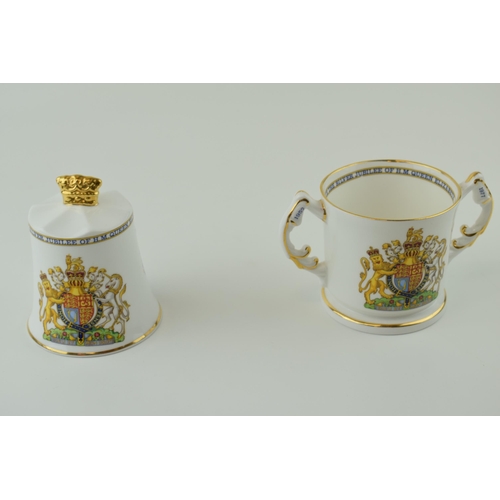 250 - Two Aynsley commemorative ware items together with a hand painted Copeland cabinet plate. (3)