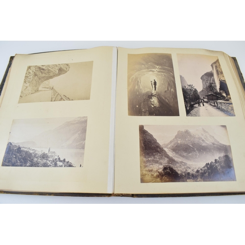 254 - c19th Victorian Leather Bound Photograph Album of Continental & English Travel Scenes