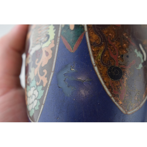 260 - Mixed items to include an Edwardian inlaid conch shell crumb tray, three cloisonne vases (with damag... 