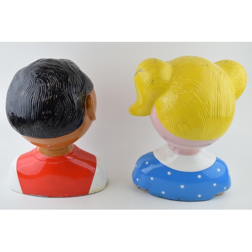 228 - A pair of fairground / children's ride heads made of composite material. Height 34cm, width 26cm. (2... 