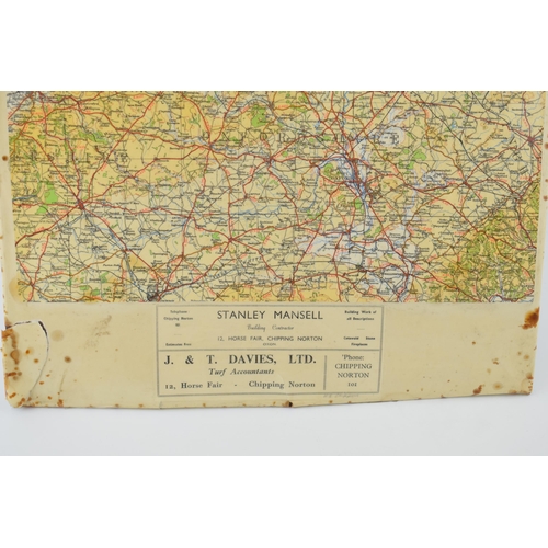 229 - A 'Banbury Ales' advertising / pub memorabilia map, tin backed. c1940s.  51cm x 38cm.