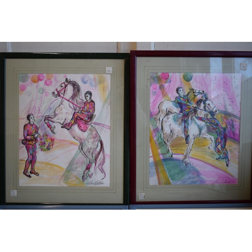 265 - Gloria Willaims. Four original artworks in watercolour ink and pen. Pastel tone scenes depicting the... 