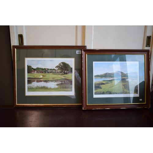 269 - A pair of prints of a golfing theme to include Baxter Prints 'Royal County Down, Ireland' signed by ... 