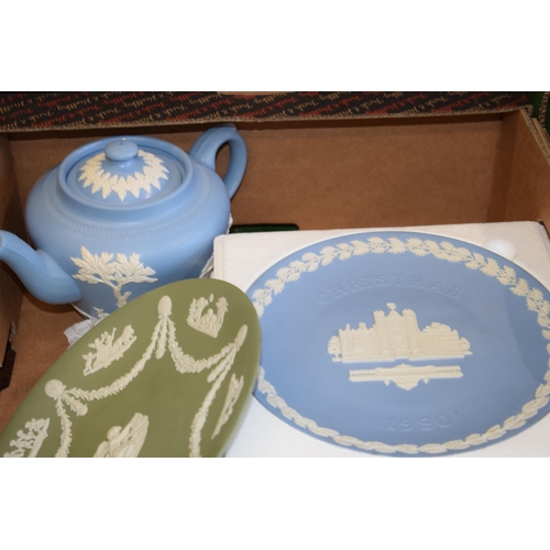 300 - A collection of Wedgwood and Adams Jasperware items to include Adams teapot and new old stock boxed ... 