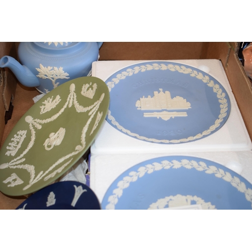 300 - A collection of Wedgwood and Adams Jasperware items to include Adams teapot and new old stock boxed ... 