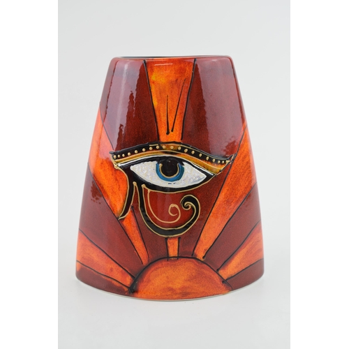 100 - Anita Harris Eye of Horus tapered oval vase, 16cm tall, abstract design.