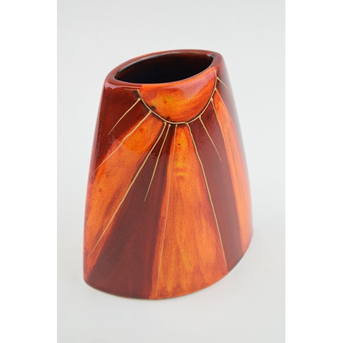 100 - Anita Harris Eye of Horus tapered oval vase, 16cm tall, abstract design.