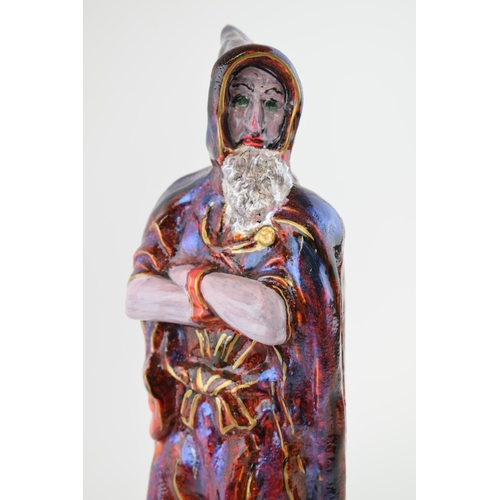 102 - Large Anita Harris figure of a Wizard, 1/1 made, gilt highlights, 37cm tall.