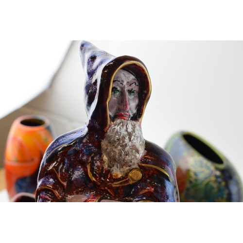 102 - Large Anita Harris figure of a Wizard, 1/1 made, gilt highlights, 37cm tall.