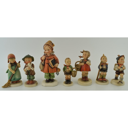 117 - A collection of Goebel Pottery figures, made in West Germany, together with a Friedel figure. (7)