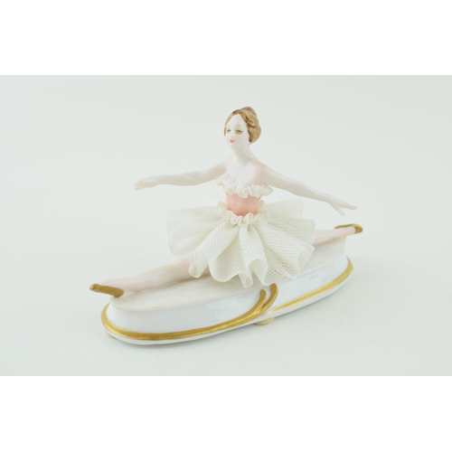 127 - Tiche Capo Di Monte lace lady figure of a ballerina, 13cm long.