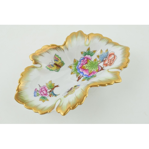 128 - Herend Queen Victoria lea shaped dish, 15cm wide.